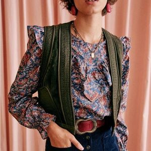 New Sezane Julian Vest Jacket Khaki Green